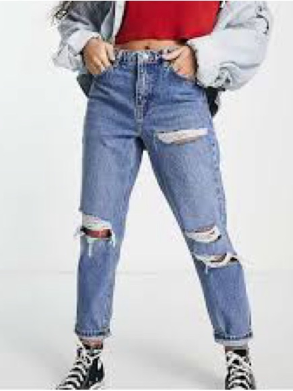 Topshop Straight Leg Jeans raw hem